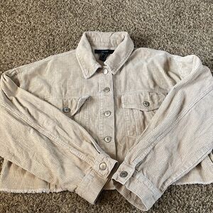 Cream colored corduroy cropped frayed jacket xl